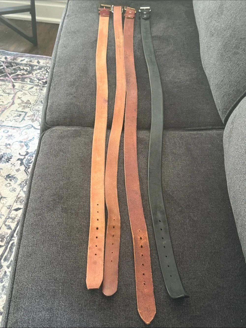Men's Leather Belts Set  53”-56” — Black and Brown
